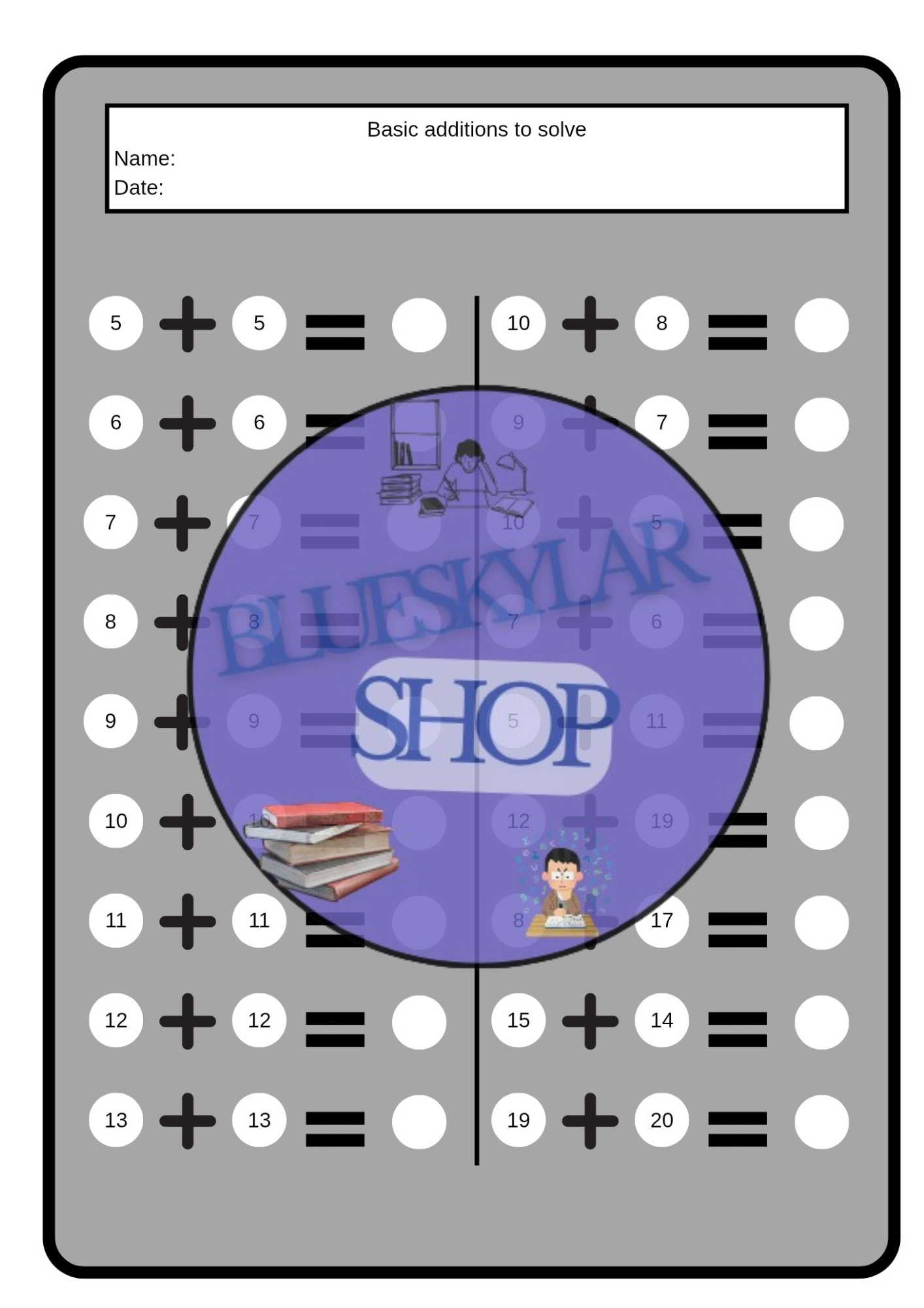 An page filled of basic additional maths